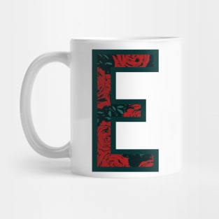 Modern Rose Floral Initial Name Alphabet - Letter E Mug